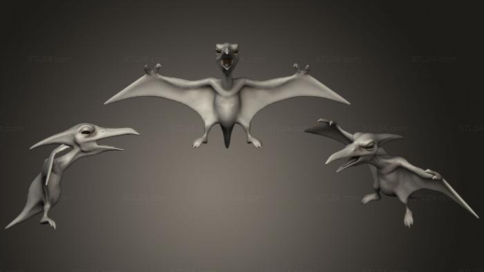 Статуэтки животных (Птеродактиль, STKJ_1373) 3D модель для ЧПУ станка